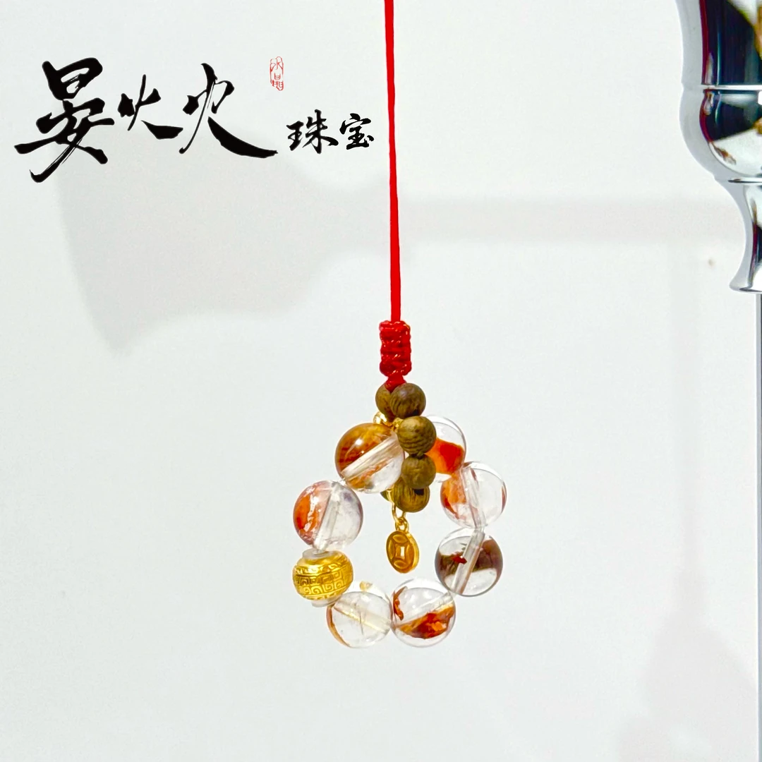 沉香晏火火【四通八达】天然沉香+锦鲤胶花+925银设计挂件