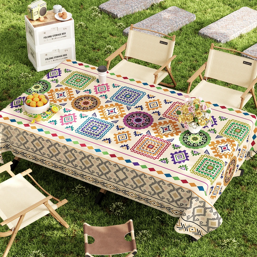 户外露营桌布防水防油防晒PVC室外烧烤网红复古创意摆摊野餐台布