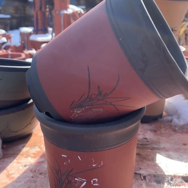 红陶紫砂兰花盆兰花盆微瑕