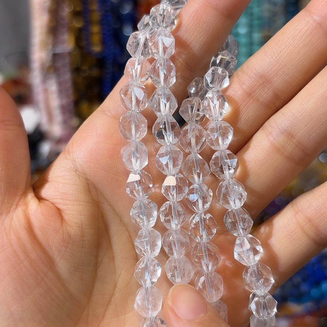 玛瑙/玉髓合金珠宝半成品白水卡7一条八角切