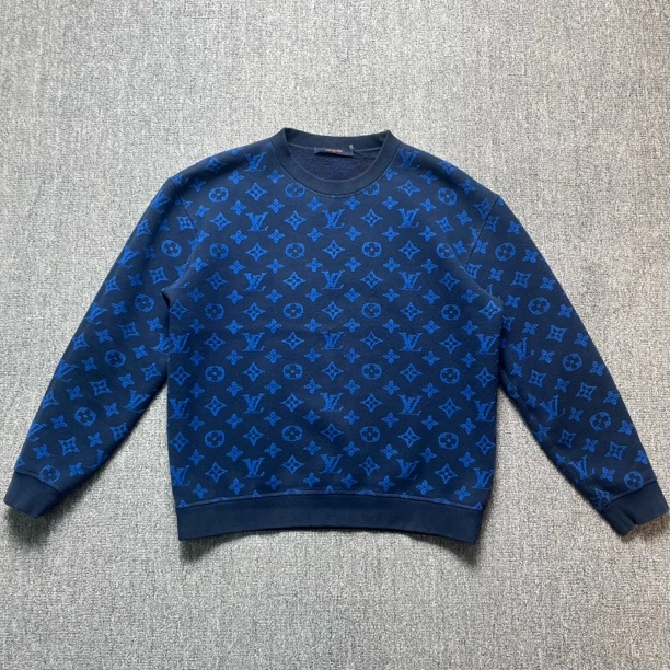 95新 LouisVuitton/路易威登 蓝色植绒满印卫衣/L码/95新/12245