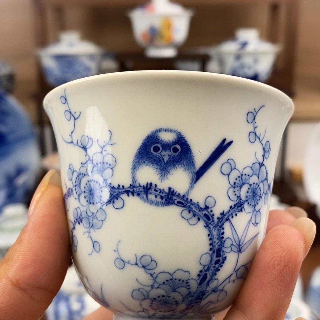 泥藝瓷梦萌鸟铃铛杯