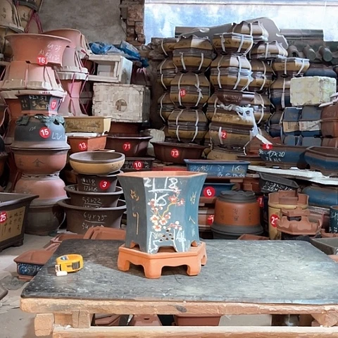 紫砂花盆六方一个