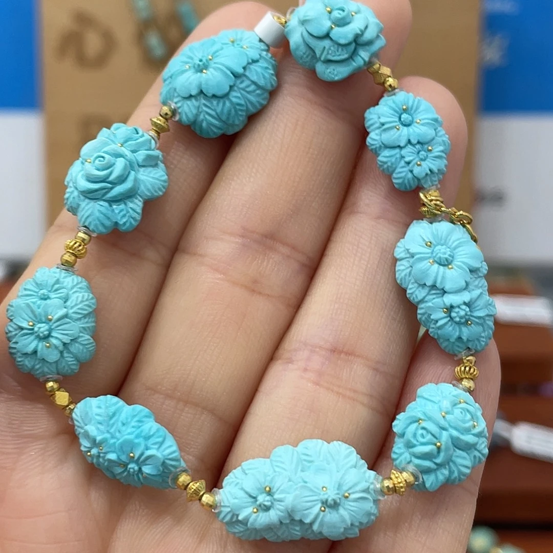 绿松石18K金镶嵌珠宝奇石