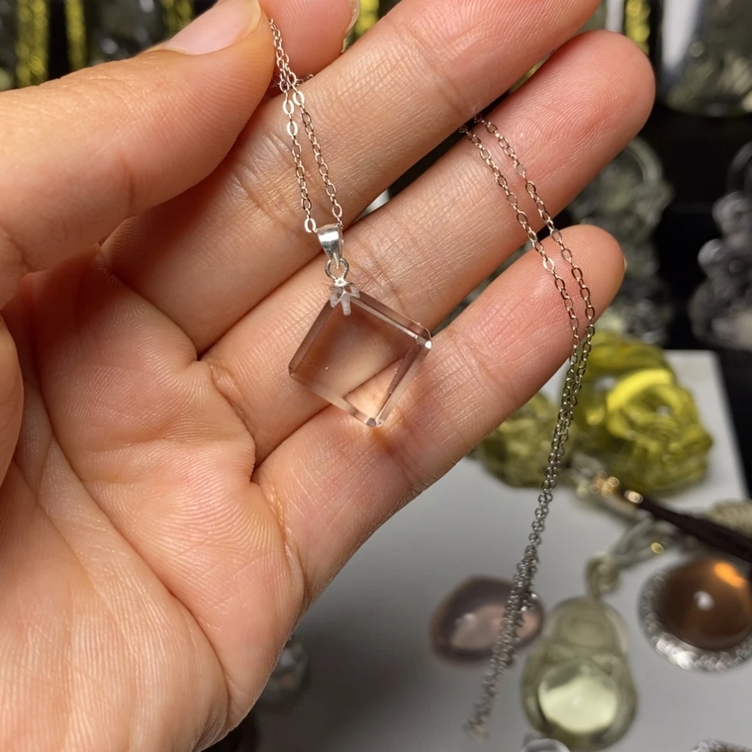 水晶颈饰未镶嵌方糖吊坠