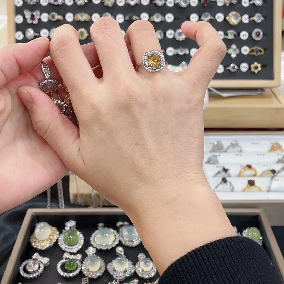 石榴石戒指银S925镶嵌金*敏