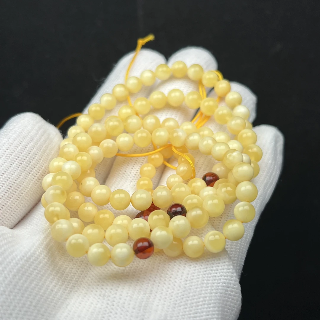 G2935天然原矿蜜蜡 圆珠108 5.9mm支持复检假一罚十