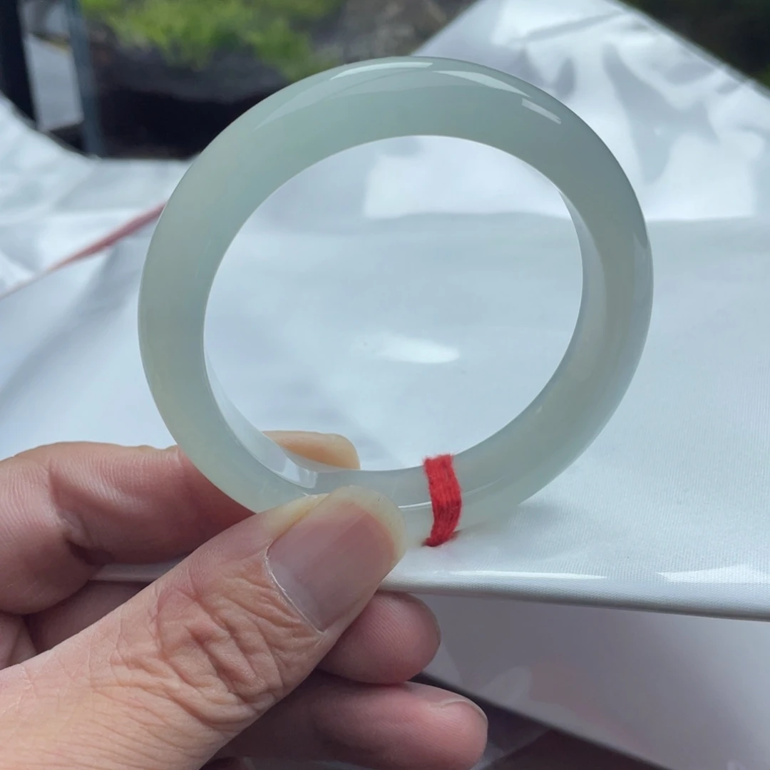 翡翠未镶嵌手镯56糯冰晴水种老起胶起莹