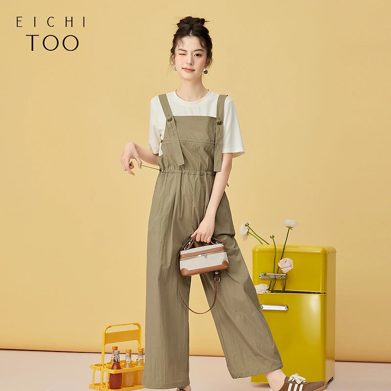 爱居兔夏季新款宽松舒适工装风背带裤EKBDJ2P001A