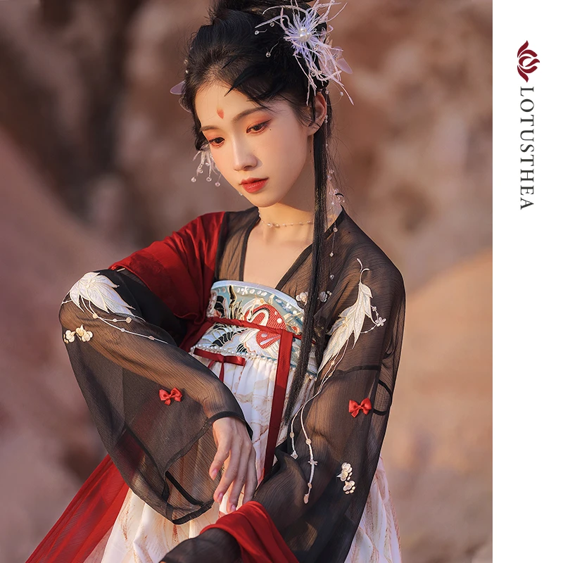 【青青专场】汉尚华莲白鹤星河原创汉服唐制齐胸褶裙直领对襟衫夏季