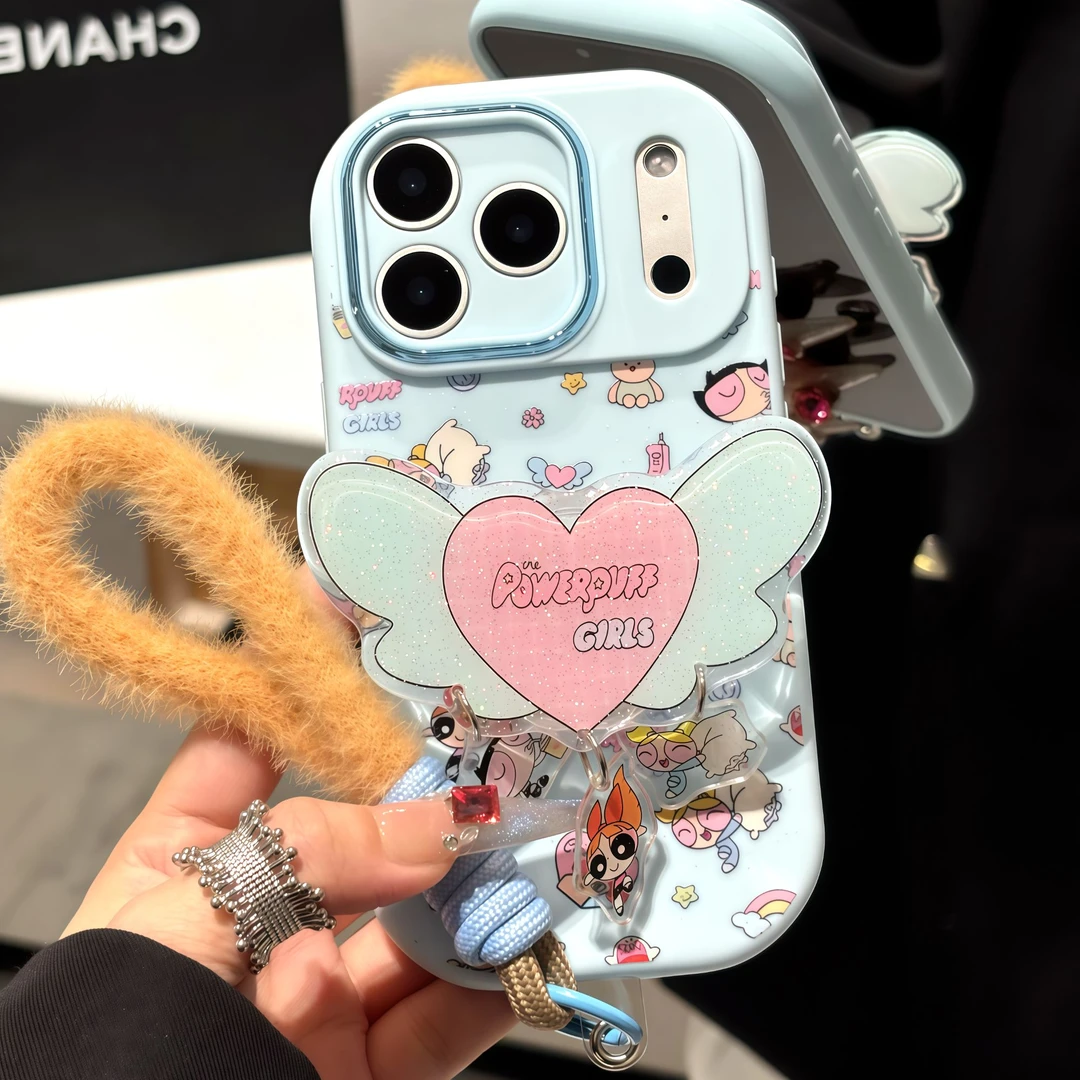 小女警支架挂绳适用苹果17手机壳15iPhone16小米14vivoppo华为p70