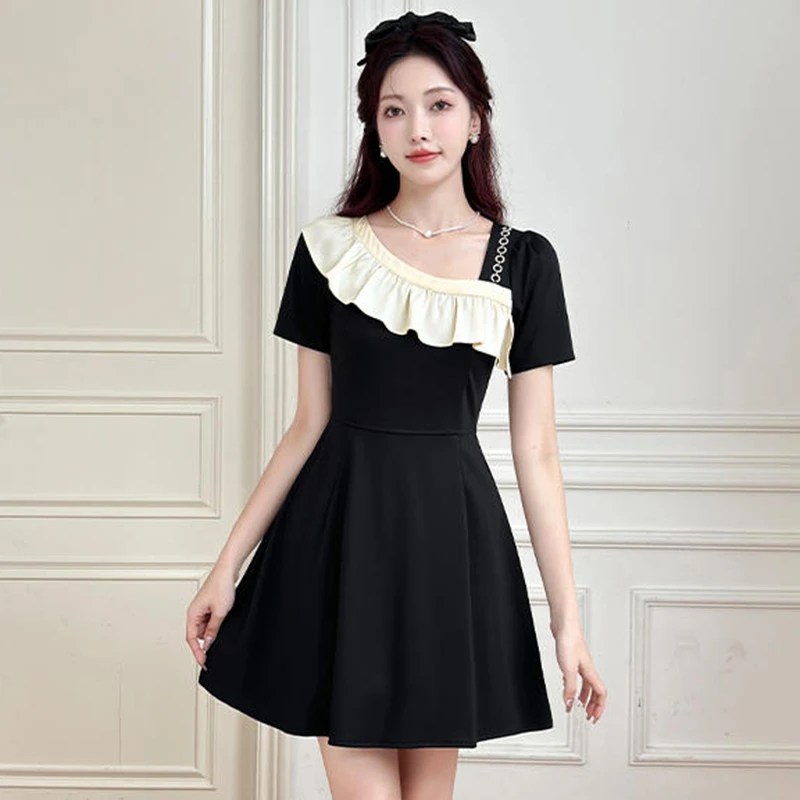 连衣裙2024新款女夏轻奢高级感小香风黑色显瘦裙子小个子