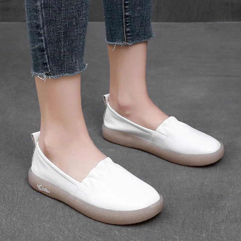 377-7米白色真皮妈妈鞋断码清仓热销