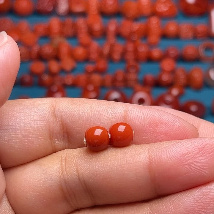 南红玛瑙未镶嵌配饰老型对珠7.2mm