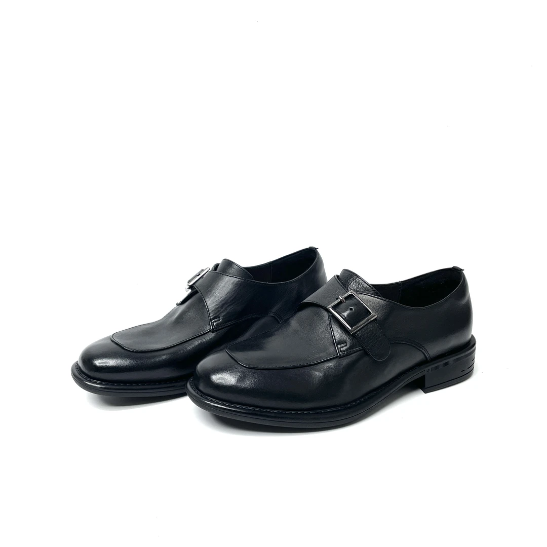 春季新款做旧水洗马皮平跟乐福鞋女英伦风舒适侧扣女士单鞋030-66