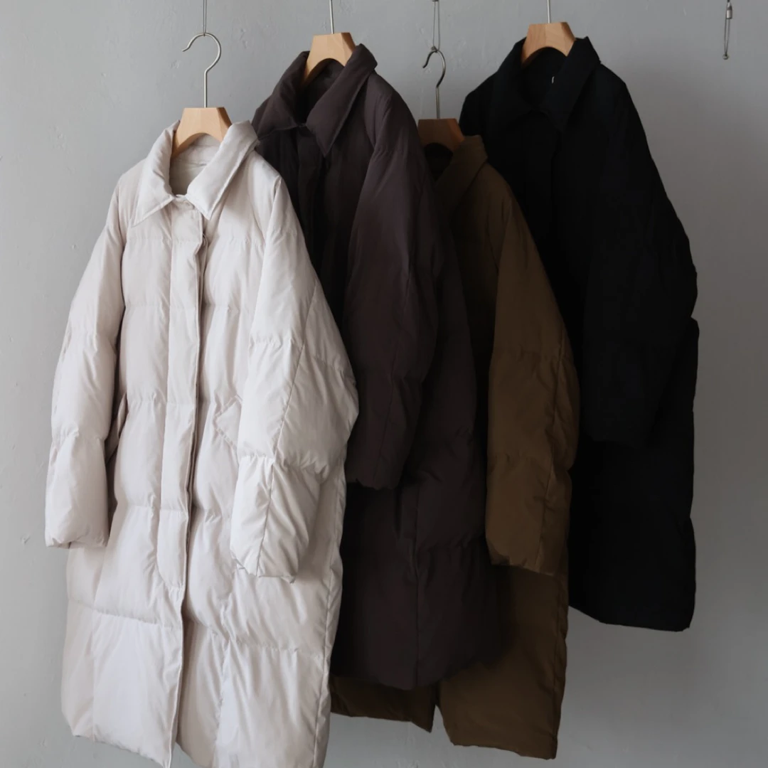 休闲翻领中长款宽松文艺百搭加厚