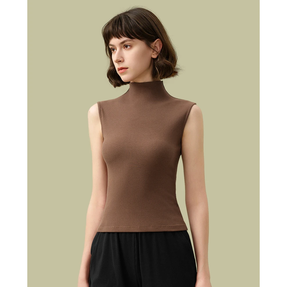 莫代尔吊带背心女内搭打底修身2025春夏新款半高领无袖显瘦上衣潮