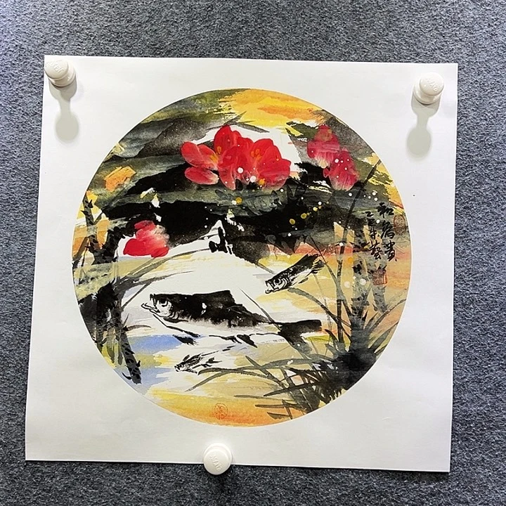 国画知鱼之乐纯手绘