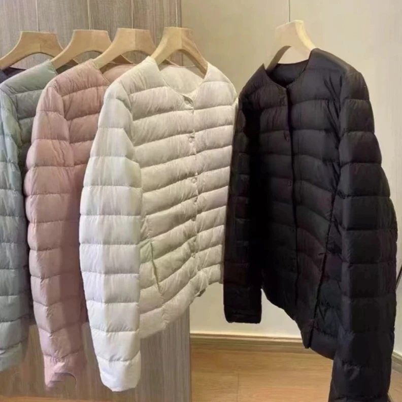 【马上涨价】女士轻薄款白鸭绒内胆羽绒服轻便保暖圆领V领一衣两穿