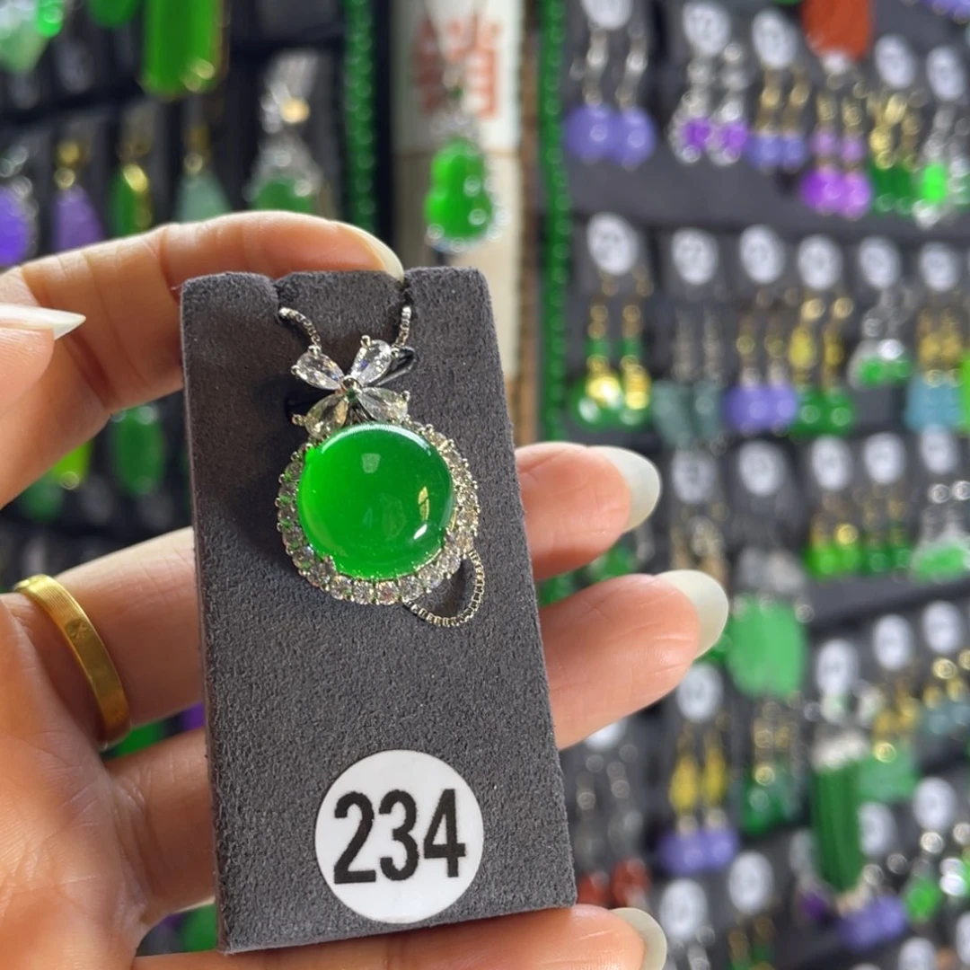 银S925镶嵌翡翠耳饰234