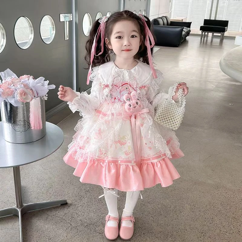 春季秋冬女童爱莎裙宝宝女蕾丝女童童装公主裙连衣裙