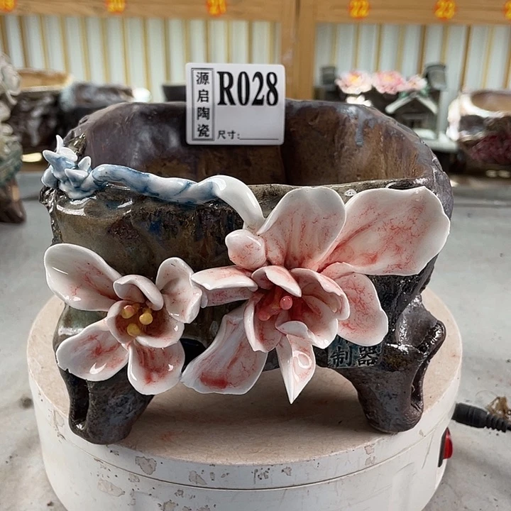 紫砂花盆景德镇陶瓷花盆028