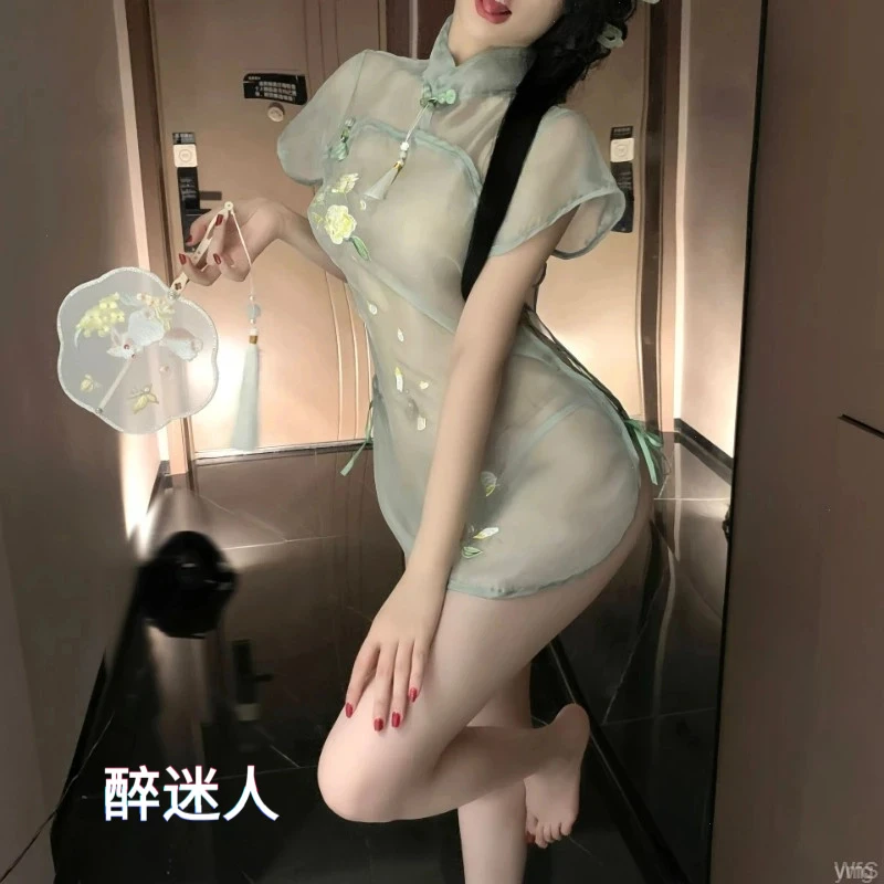 性感透视旗袍小个子改良版诱惑约会战袍火辣成人趣味qqny气质显瘦