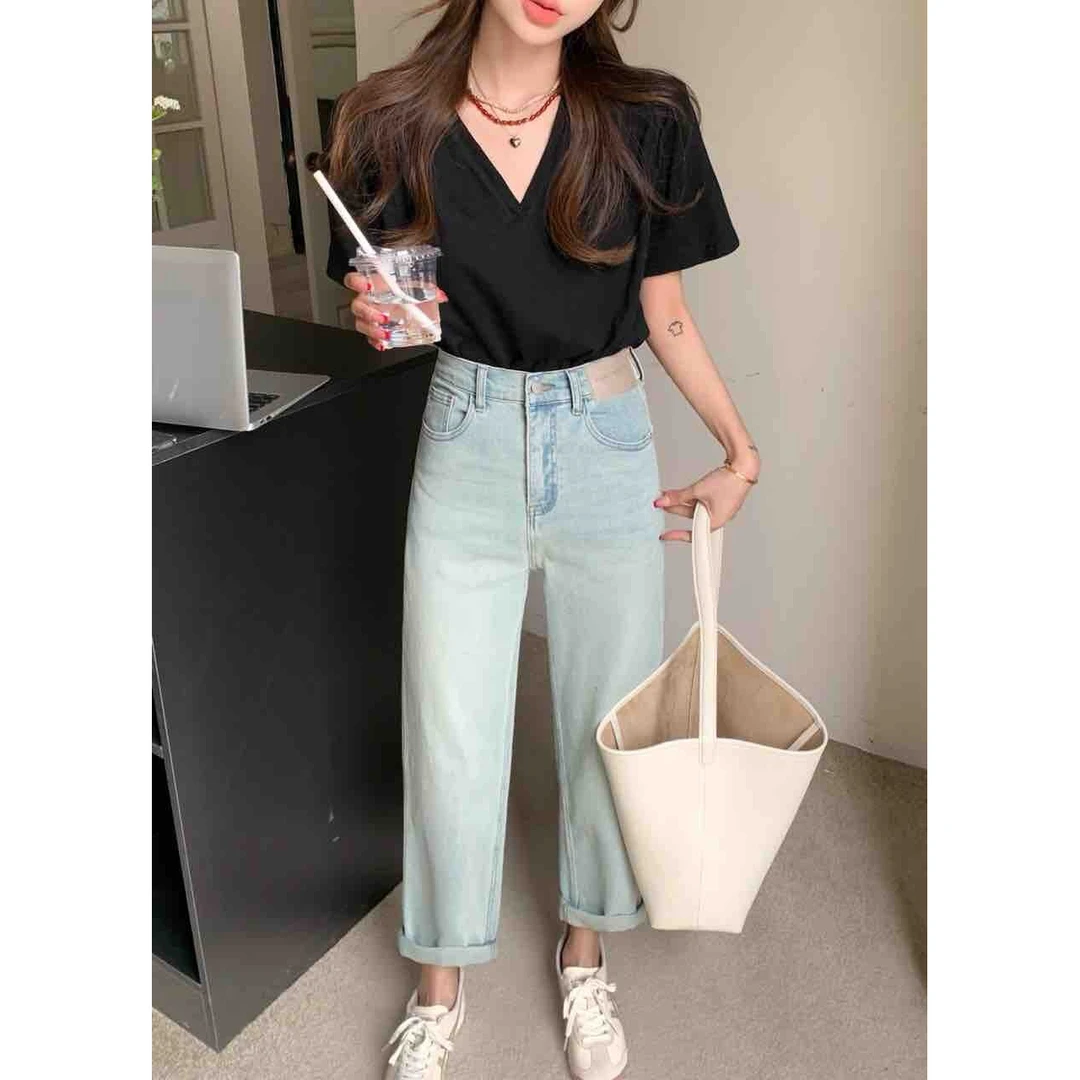 【海南简爱】2025软牛仔裤女夏季薄款显瘦百搭裤8998