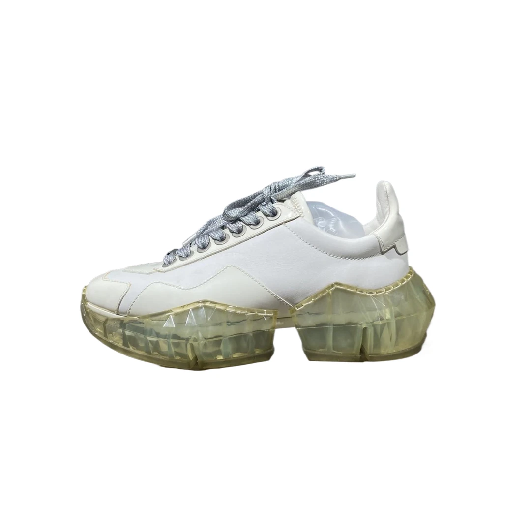 95新 JIMMY CHOO/吉米周 36.5码  白色水晶厚底鞋 re9149