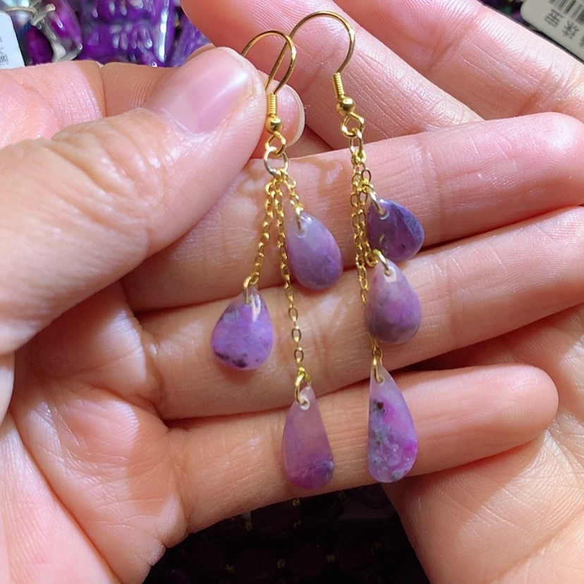 【闪购商品】苏纪石（舒俱来）耳钩银S925镀金镶嵌