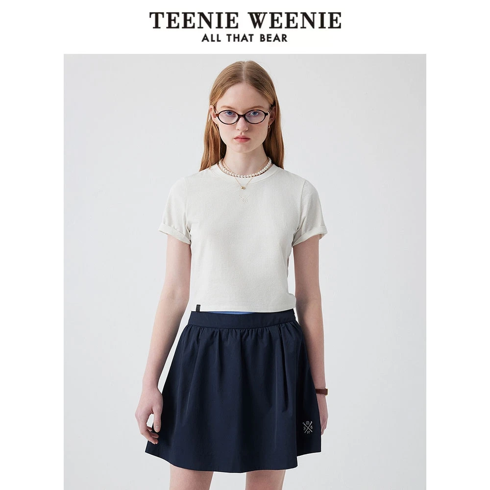 *TeenieWeenie小熊女短袖T恤25纯色简约圆领休闲上衣TTRA252403W