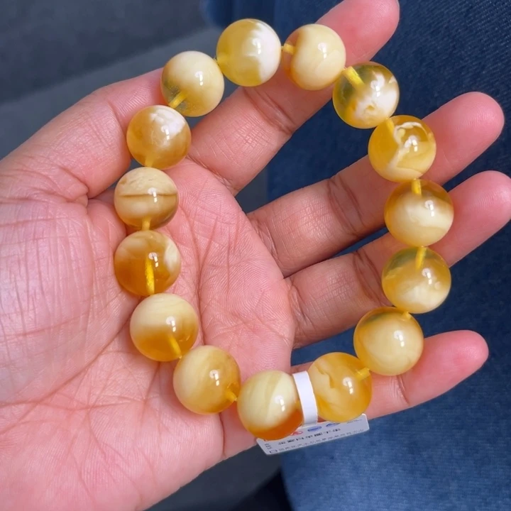 琥珀未镶嵌珠宝奇石M14号14.6+金白妖花