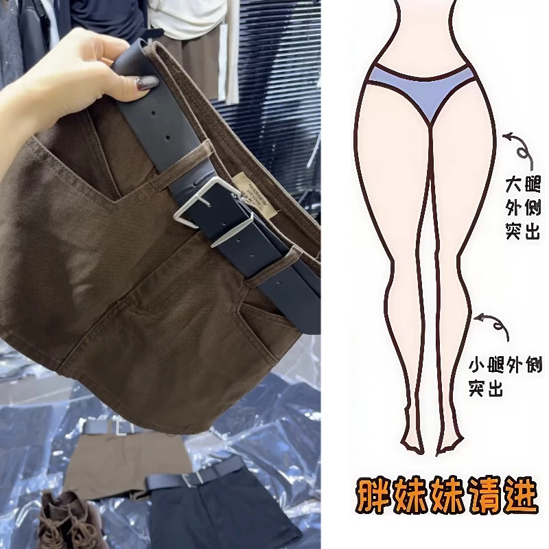 Aimeerosa/艾洛莎早秋上新高腰显瘦时尚百搭复古个性气质牛仔短裙
