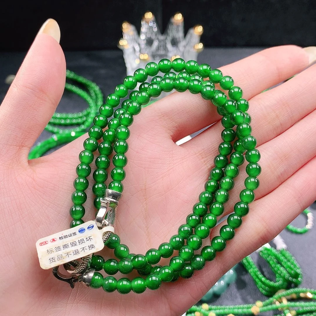 静***子翡翠未镶嵌手串项链