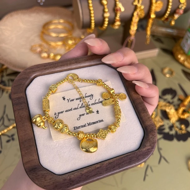 铜合金手链 TWINKLE·流光 新中式小葫芦金色福袋招财纳福手链