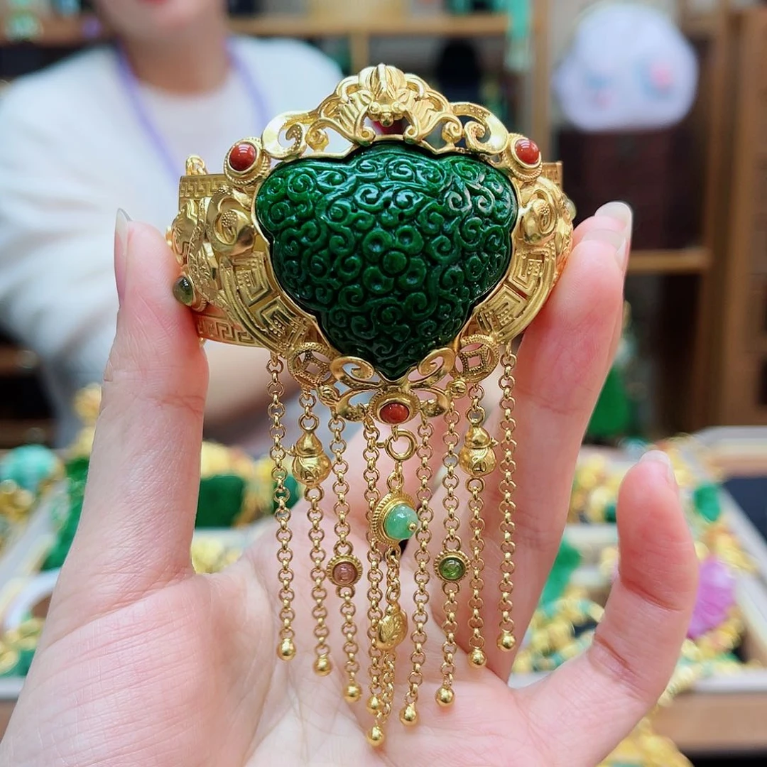 银S925镶嵌手镯翡翠48小时鉴赏期1