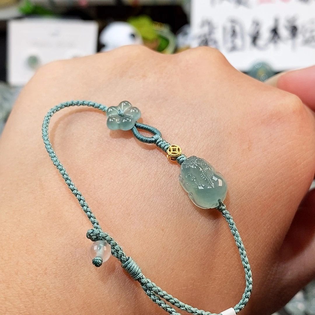 翡翠未镶嵌颈饰貔貅小花手绳15