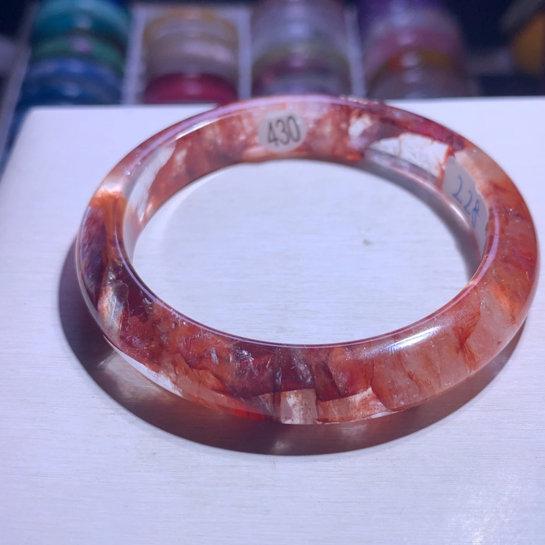 水晶银S925镶嵌手镯红胶花61.4圈430