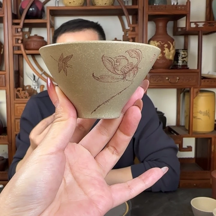 紫砂茶壶本绿 莲花 斗笠杯