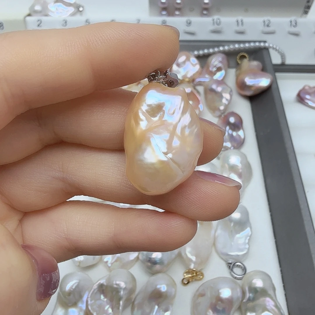 淡水珍珠银S925镶嵌吊坠(不含链)