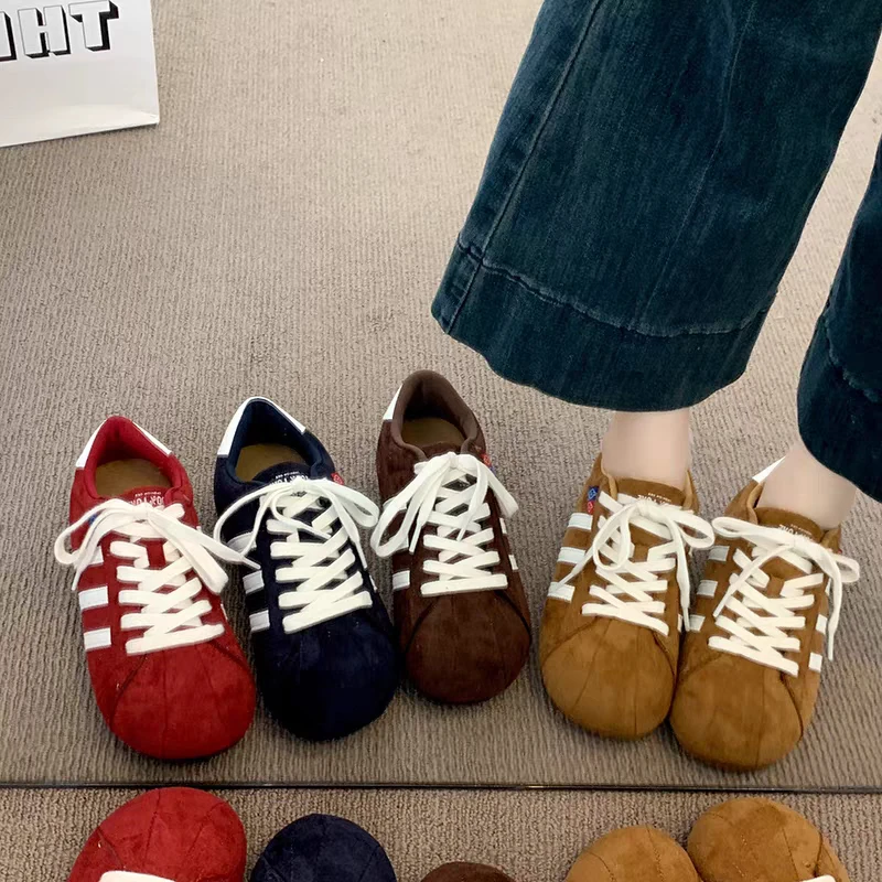 2025新款女鞋平底德训鞋女款休闲百搭运动板鞋松糕底阿甘鞋泡泡鞋