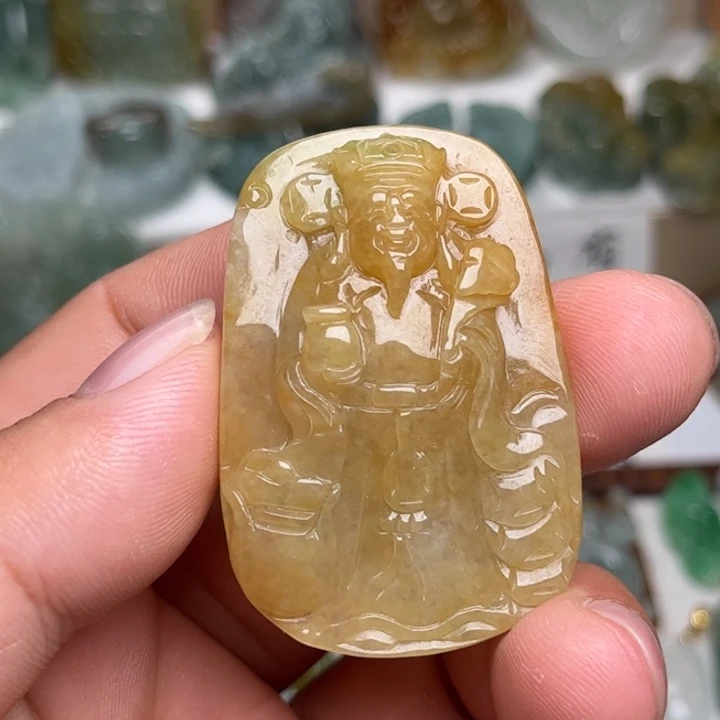 翡翠未镶嵌颈饰财神