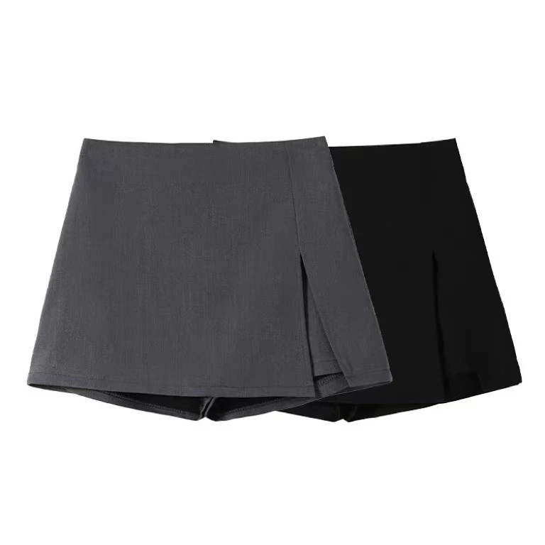 气质高腰开叉a字西装短裙女2025春秋季新款包臀裙裤灰色休闲短裤