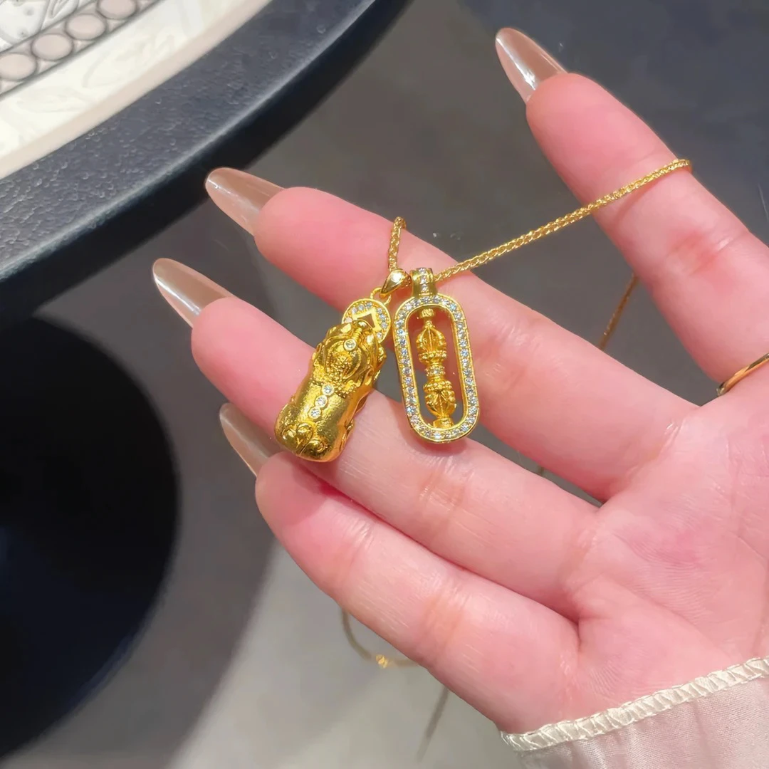 合金项链 貔貅项链金刚杵金色轻奢高定款X208