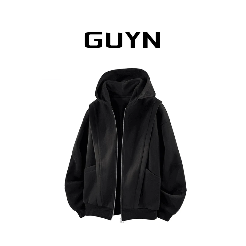 【品牌正品现货】GUYN设计感夹克男秋季廓形外套情侣连帽卫衣