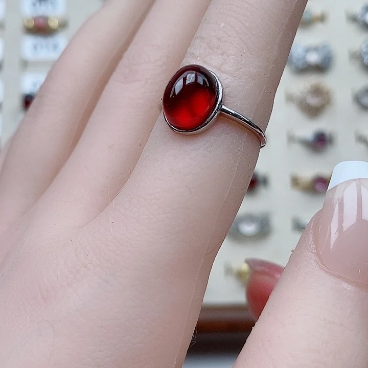 石榴石戒指银S925镶嵌