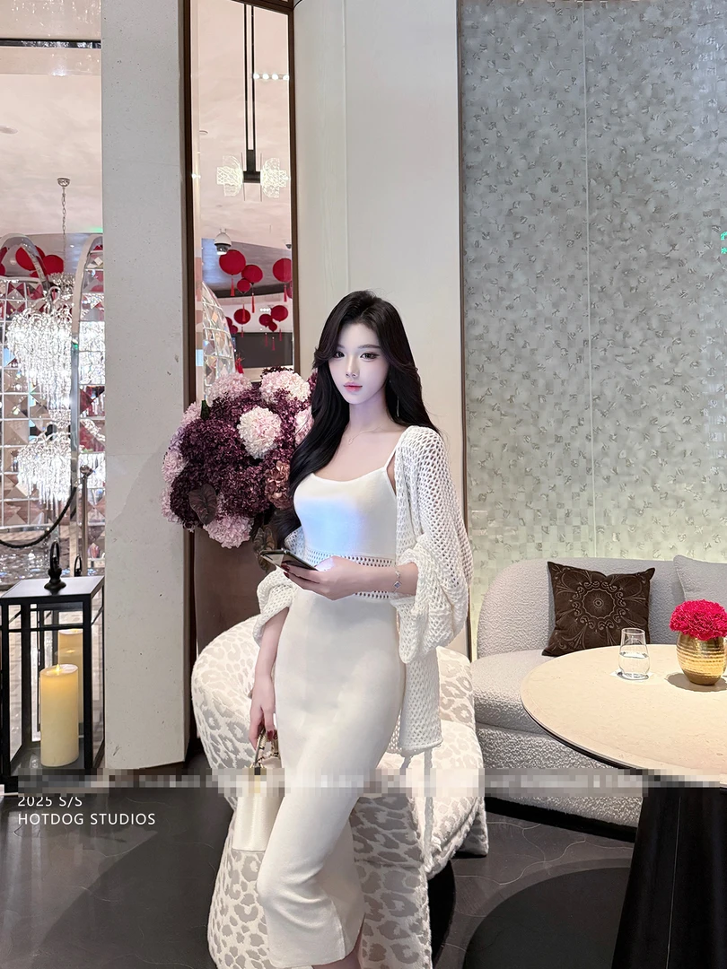 【 镂空美人鱼】修身镂空吊带连衣裙长裙女