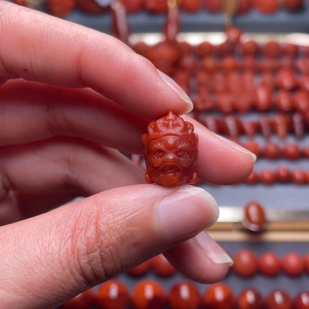 南红玛瑙未镶嵌其他W12瓦西玫红双色大黑天配饰柔光