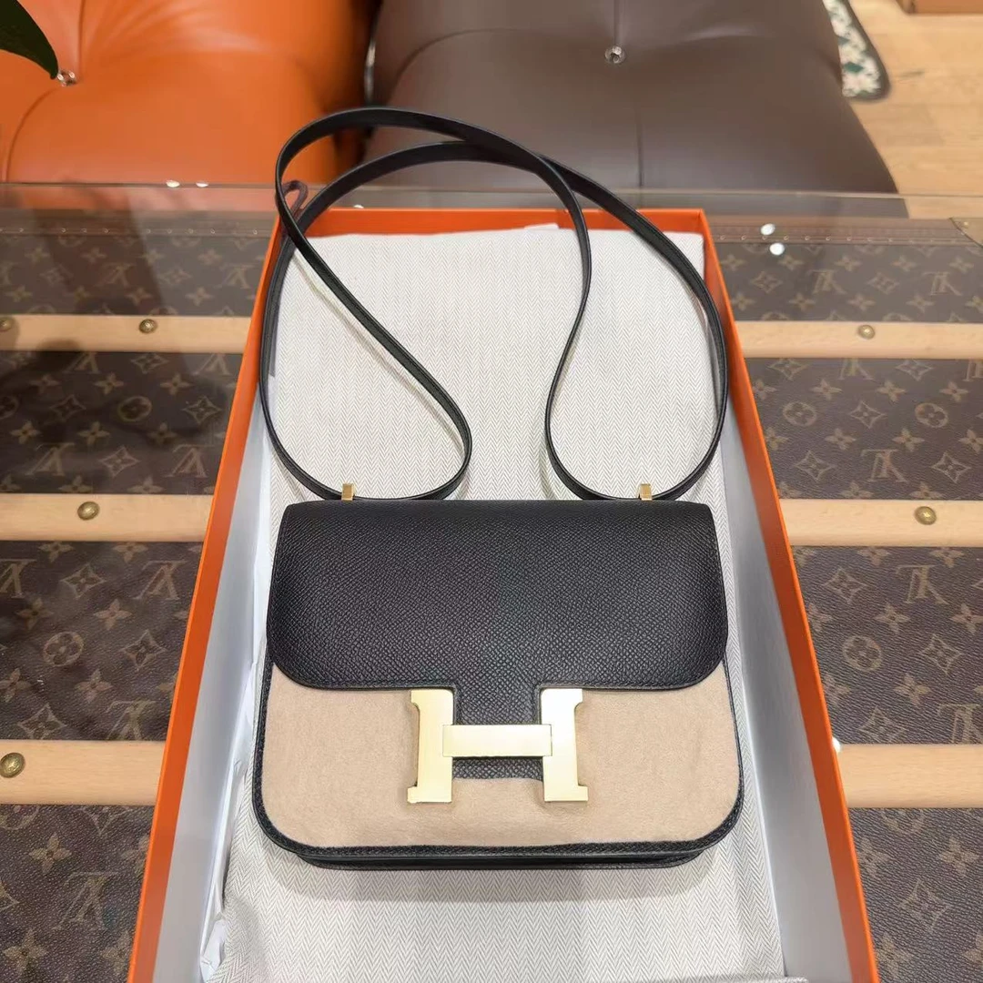 未使用 Hermes/爱马仕 康康19 黑金 E皮 K刻 国专大全套4月票