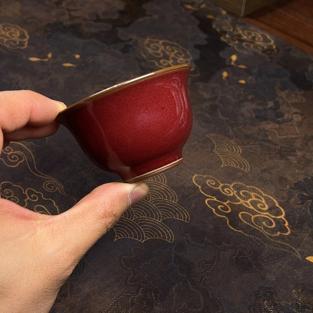杯杯祭红单杯开片杯杯